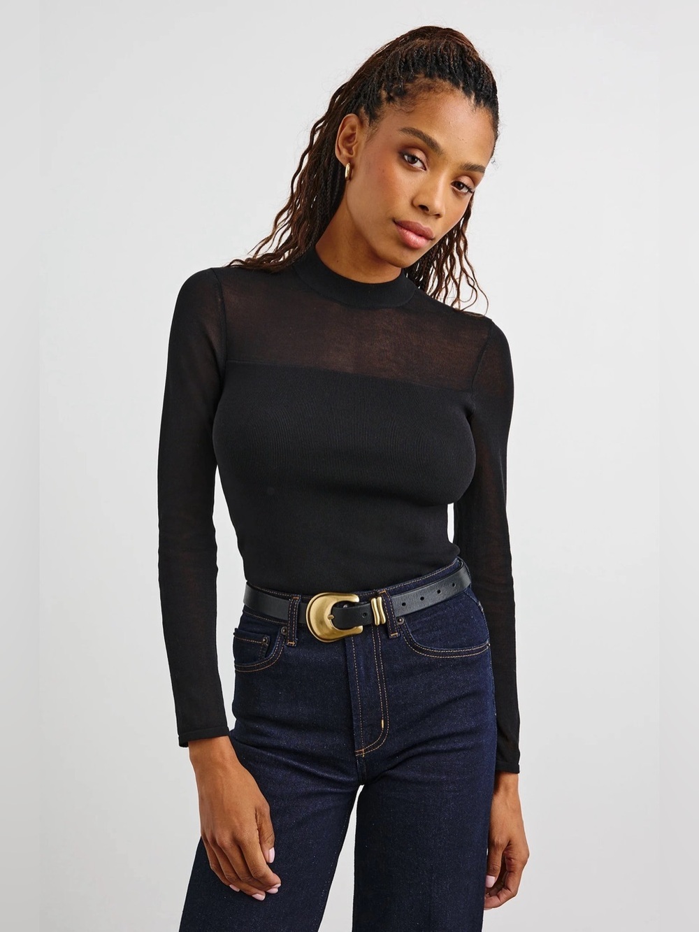 Rails Winona Mesh Long Sleeve Top in Black